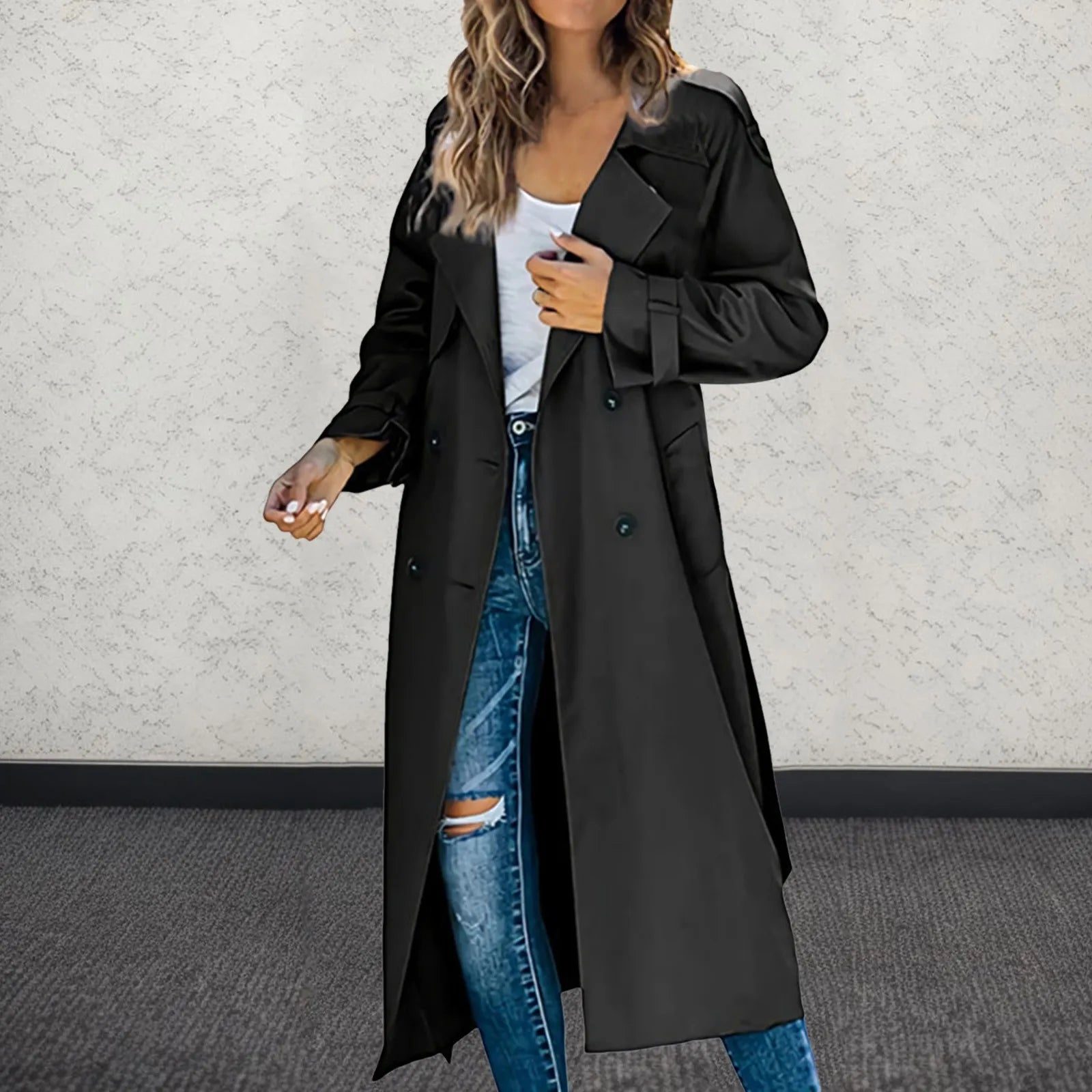 Women's Mid-Length Trench Coat – Casual Versatile Lightweight Jacket
