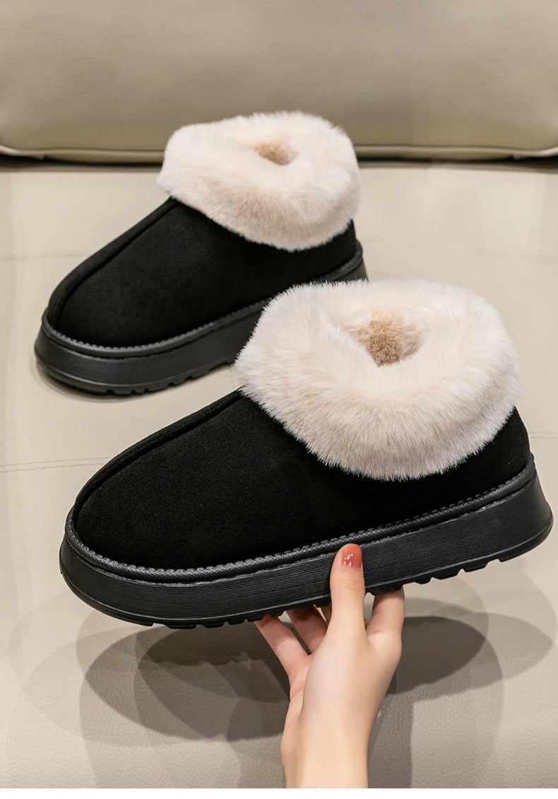 Women’s Plush Snow Boots – Faux Fur Winter Indoor Slippers