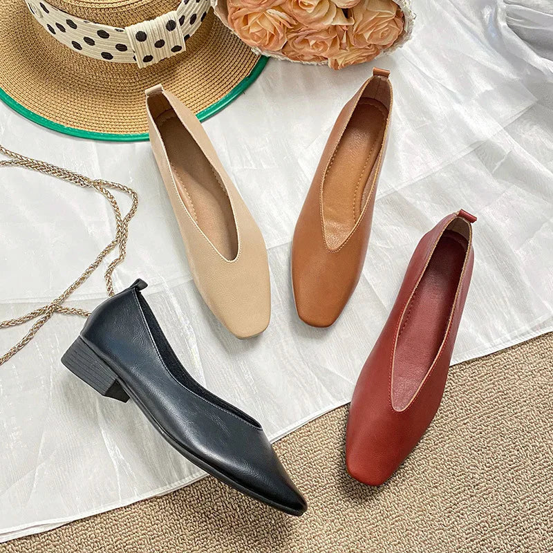 Women's Square Toe Retro Flats – Shop at OWNLUXE