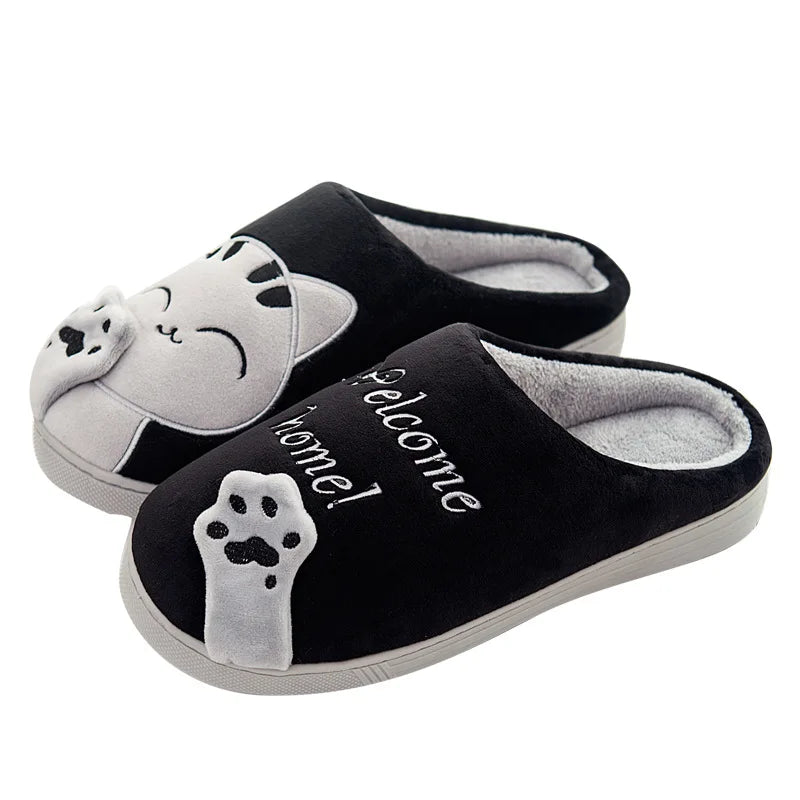 Women’s Winter Home Slippers – Warm Cartoon Cat Shoes
