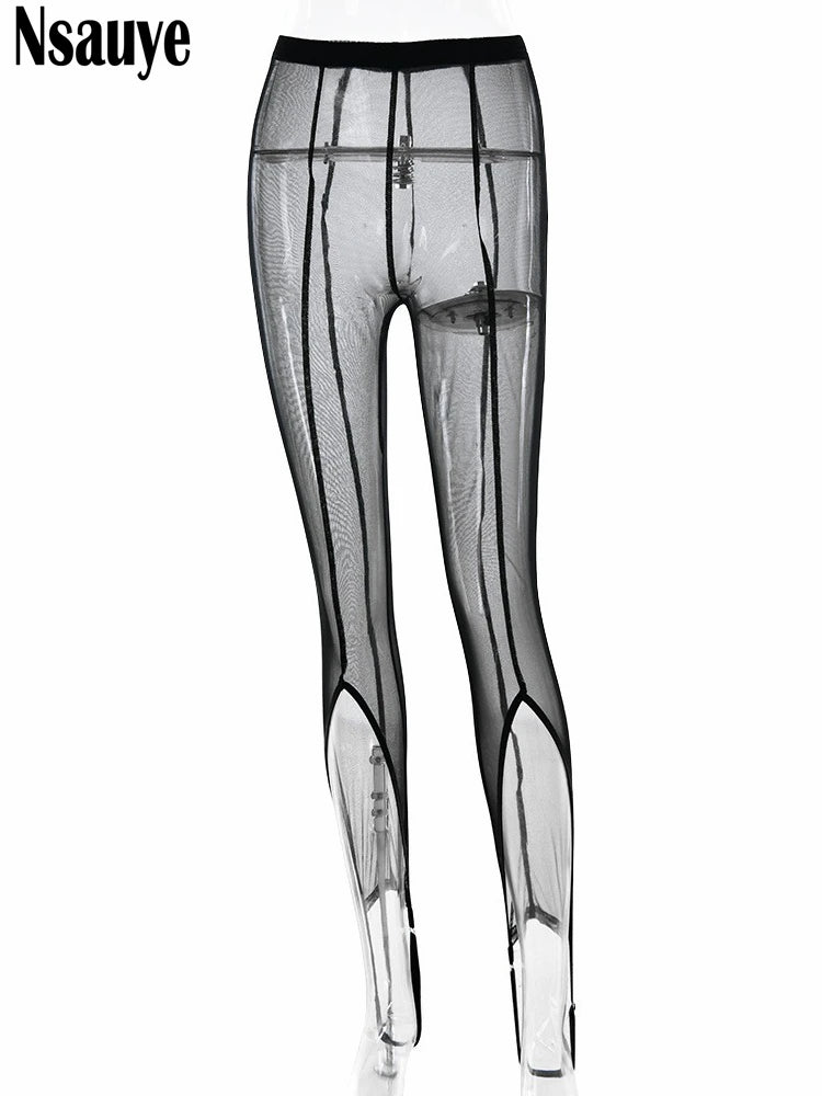 Women's Mesh Striped Leggings | OWNLUXE