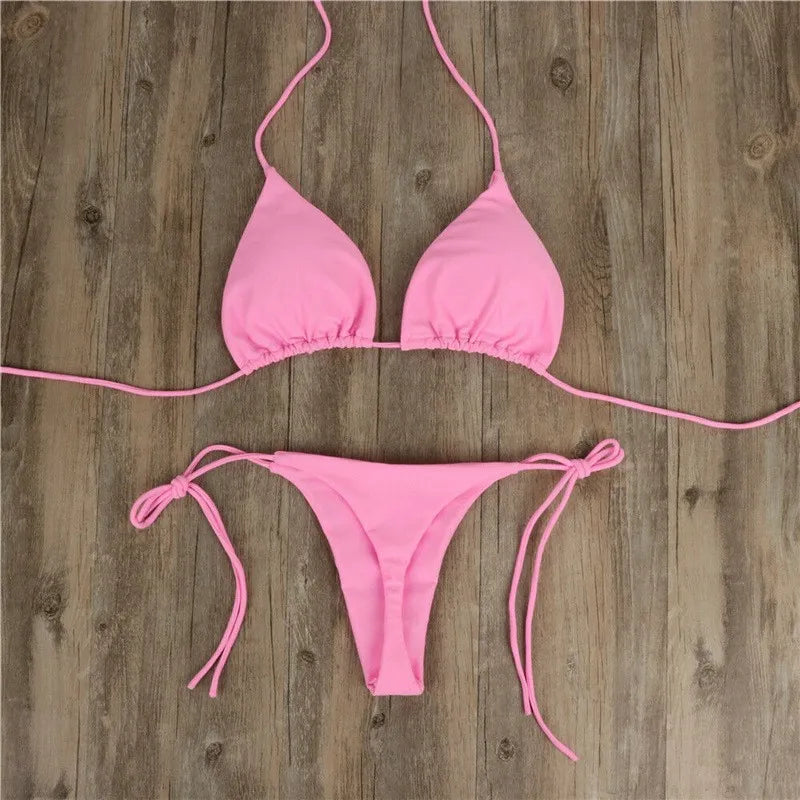 Women's Halter Two Piece Bikini (Red) | OWNLUXE