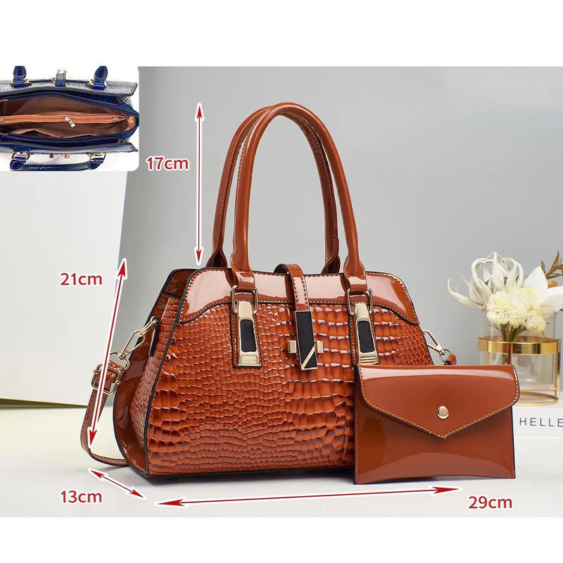 Serpentine Pattern Tote Bag - Structured Fashion Handbag for Women