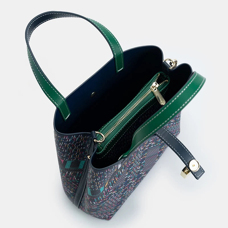 CH Luxury Brand Tote Bag - Italian Letter Print with Lock Design