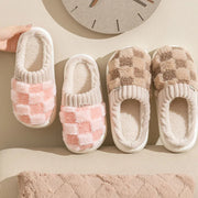 Couple Winter Plaid Slippers – Warm Fluffy Indoor Slides