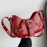 Load image into Gallery viewer, Women&#39;s Gothic Crescent Crossbody Bag – Punk Style Hobo Shoulder Bag
