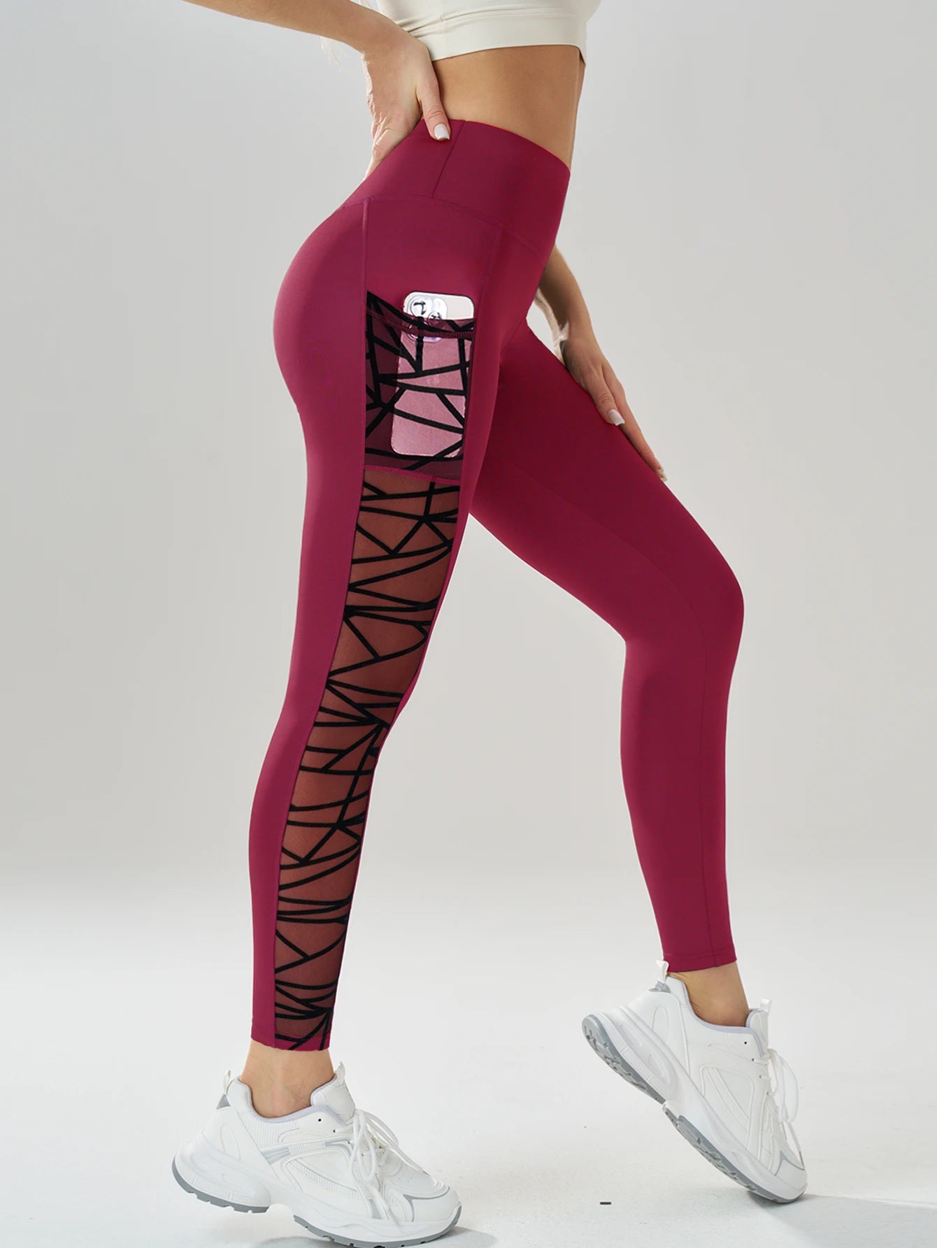 Mesh Yoga Patchwork High-Waist Leggings | OWNLUXE