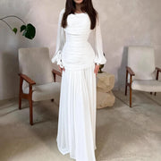 Draped Long-Sleeve Maxi Dress | OWNLUXE
