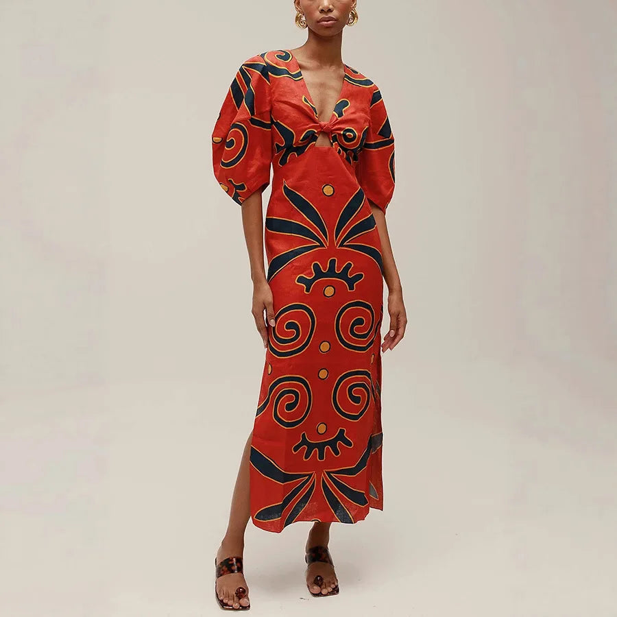 Women's High-Waist V-Neck Dress | OWNLUXE