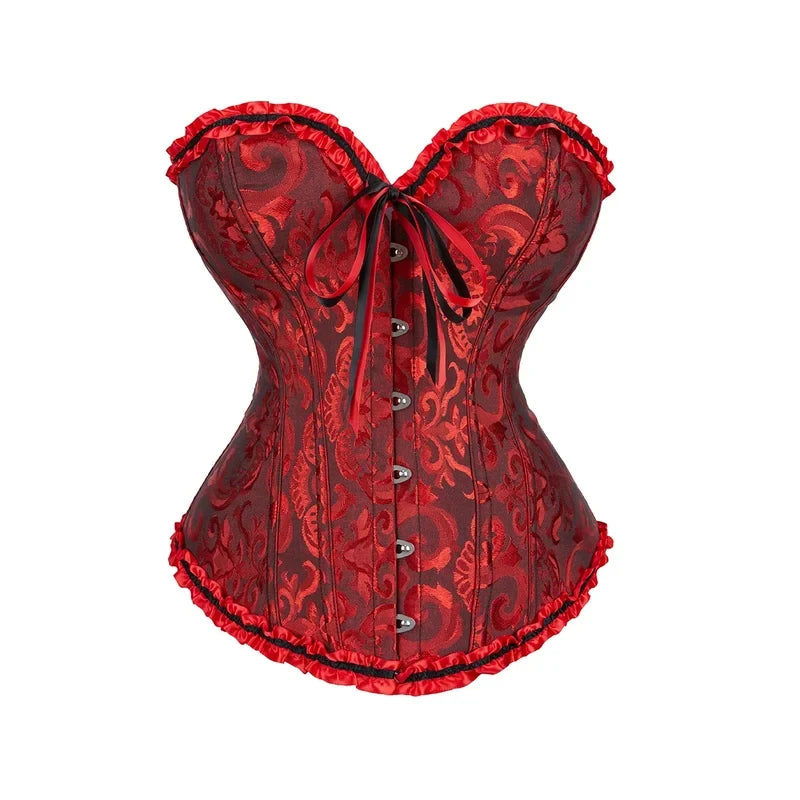 Floral Lace-Up Overbust Corset Bustier | OWNLUXE