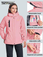 Load image into Gallery viewer, TACVASEN Winter Fleece Lined Hooded Parka Jacket Womens Ski Snowboard Warm Coats Waterproof 5 Zipper Pockets Windbreaker Outwear
