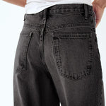 Load image into Gallery viewer, Korean Version Wide Leg Pants With Diagonal Buckle Asymmetrical Street Retro Women'S High Waisted Jeans Loose Casual Pants
