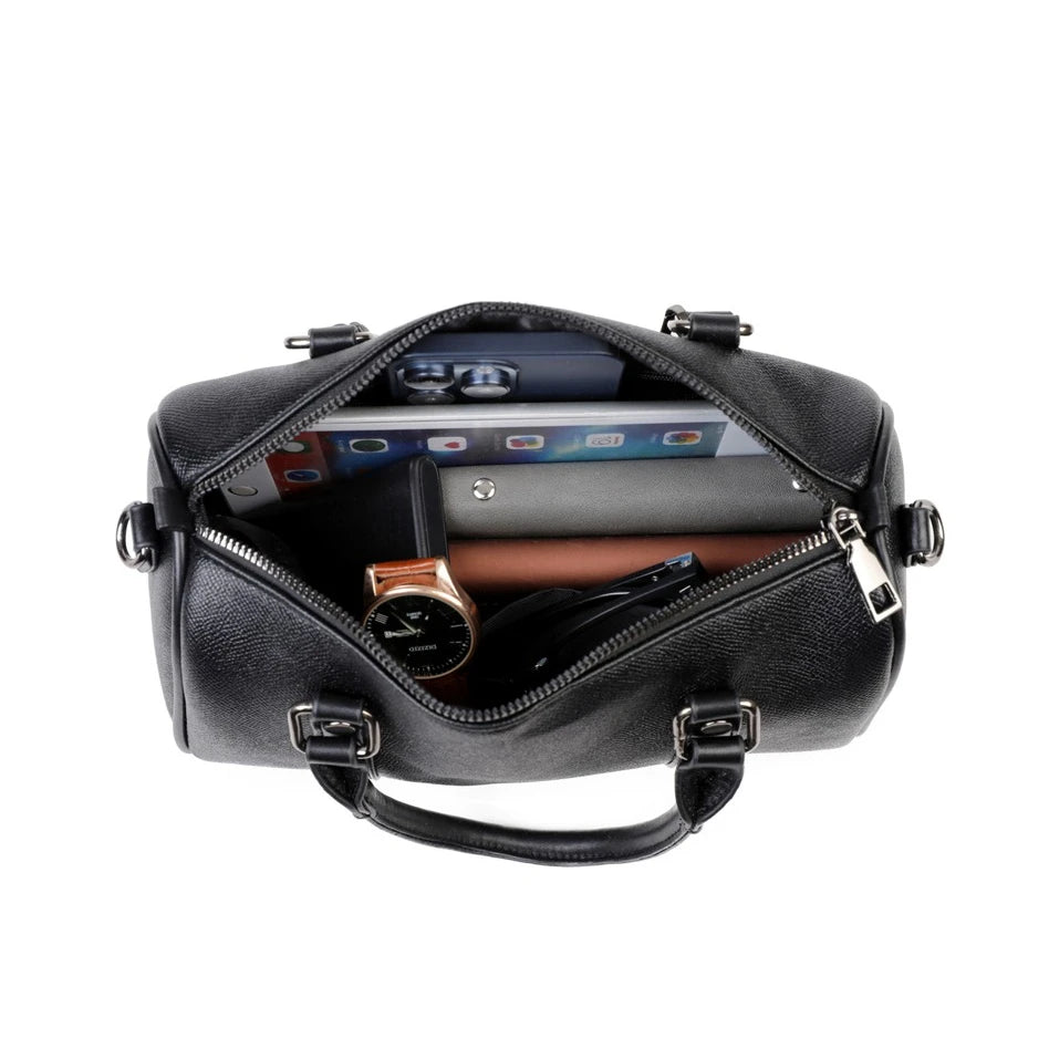 PU Leather Monogram Boston Bag | OWNLUXE