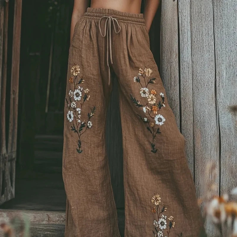 Women's 3D Cat Print Wide Leg Pants - Casual Straight Leg Trousers