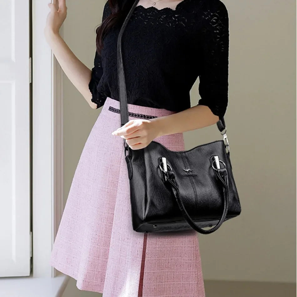 VANDERWAH 3-Layer Designer Shoulder Bag - Luxury Crossbody Tote | OWNLUXE