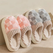 Couple Winter Plaid Slippers – Warm Fluffy Indoor Slides