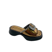 Women’s Mid Heel Slide Sandals – Cushioned Mixed-Color
