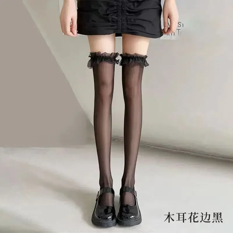 Red Lace Thigh-High Stockings | OWNLUXE