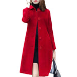 Load image into Gallery viewer, Elegant Soft Women Coat Mid-Length Single-Breasted Turn-down Collar Cardigan Plus Size Warm Lapel Winter Jacket
