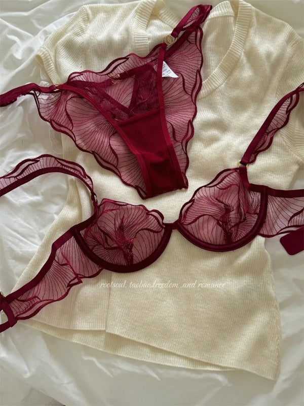 Push Up Lace French Flower Bra | OWNLUXE
