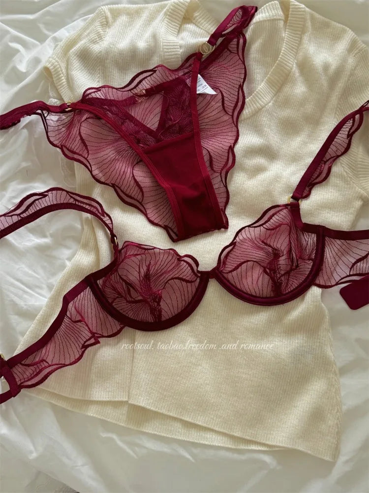 Push-Up Lace French Flower Bra | OWNLUXE