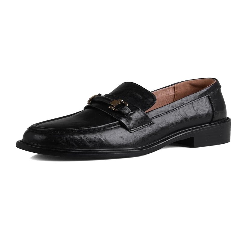 Women's Square Toe Leather Vintage Loafers – Shop at OWNLUXE