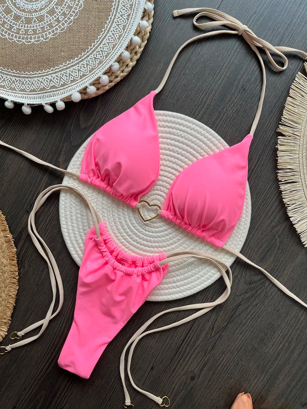 Halter Thong Solid Bikini Set | OWNLUXE