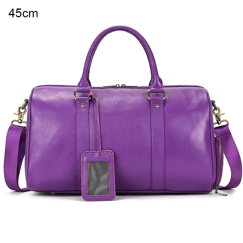 Vintage Leather Travel Duffle – 100% Cowhide | Sac de Voyage en Cuir Véritable