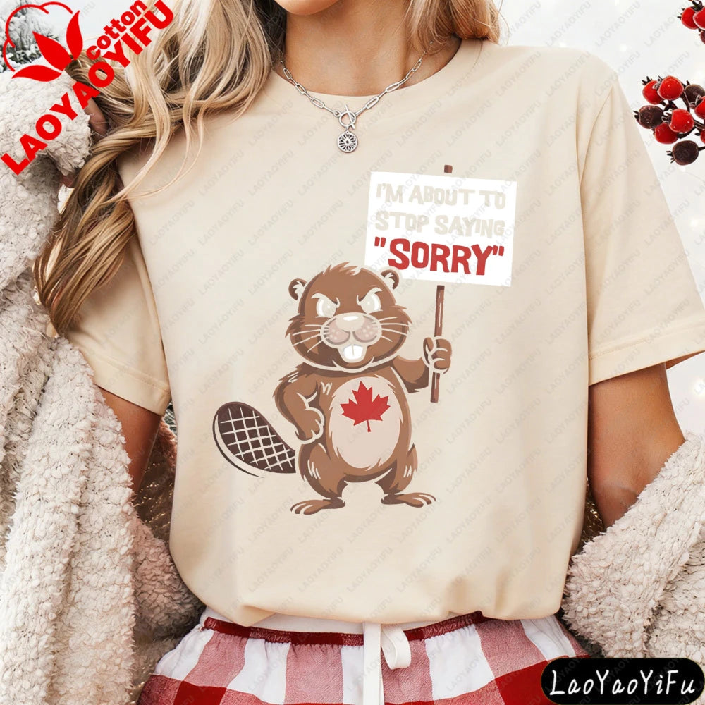 Women's Funny Canadian Protest T-Shirt | Beaver Maple Leaf Tee | OWNLUXE