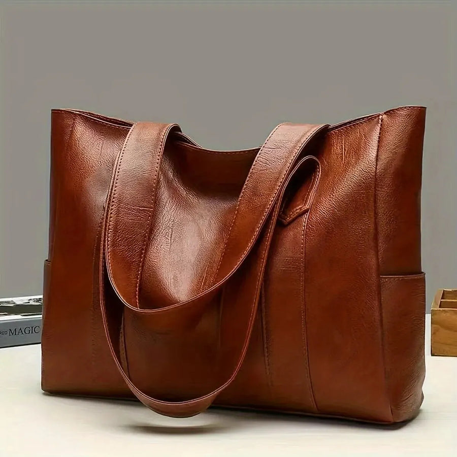 Vintage PU Tote Bag – Structured Casual Everyday Handbag