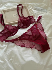 French Lace Floral Embroidery Bra & Brief Set | OWNLUXE