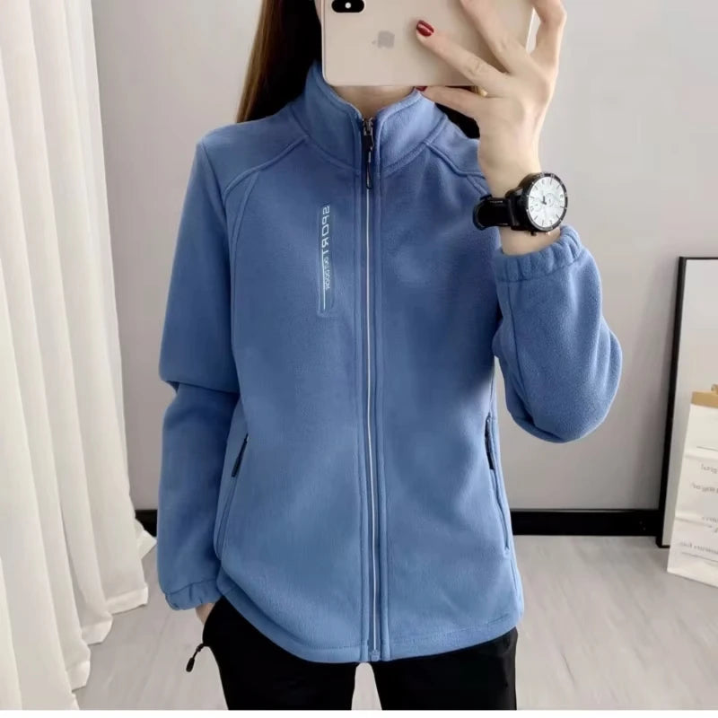 Women's Leopard Print Fleece Jacket – Warm Zipper Coat