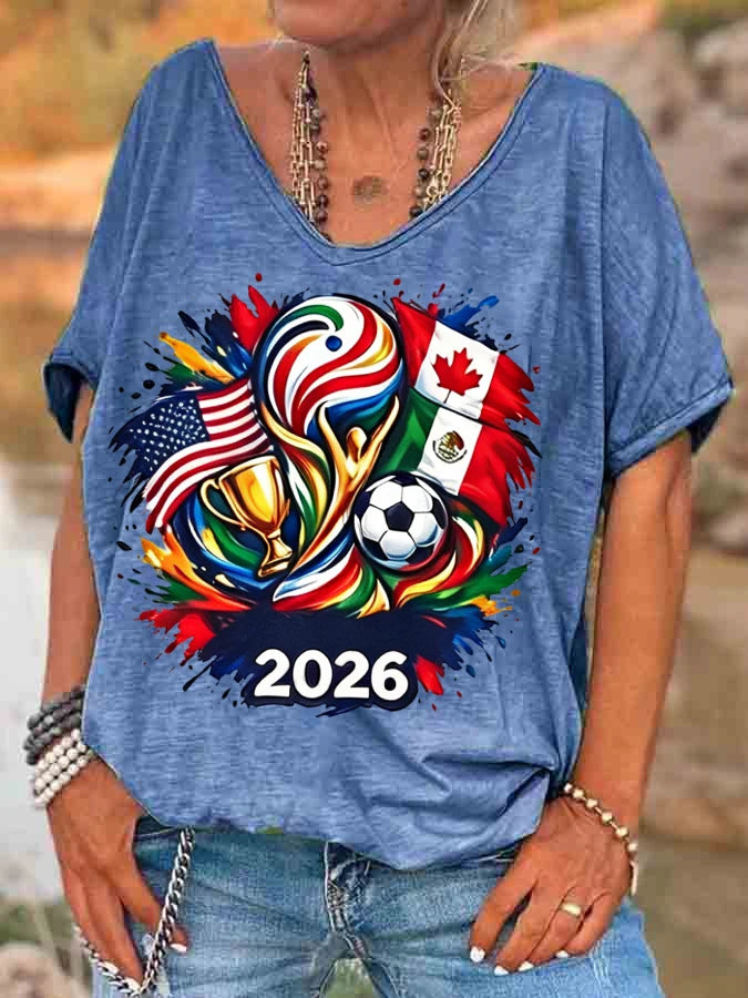 Women's 2026 World Cup Soccer T-Shirt | Canada USA Mexico Flag Graphic Tee | OWNLUXE