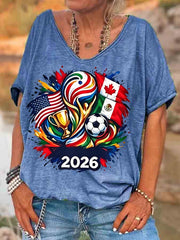 Women's 2026 World Cup Soccer T-Shirt | Canada USA Mexico Flag Graphic Tee | OWNLUXE