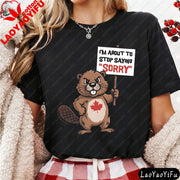 Women's Funny Canadian Protest T-Shirt | Beaver Maple Leaf Tee | OWNLUXE