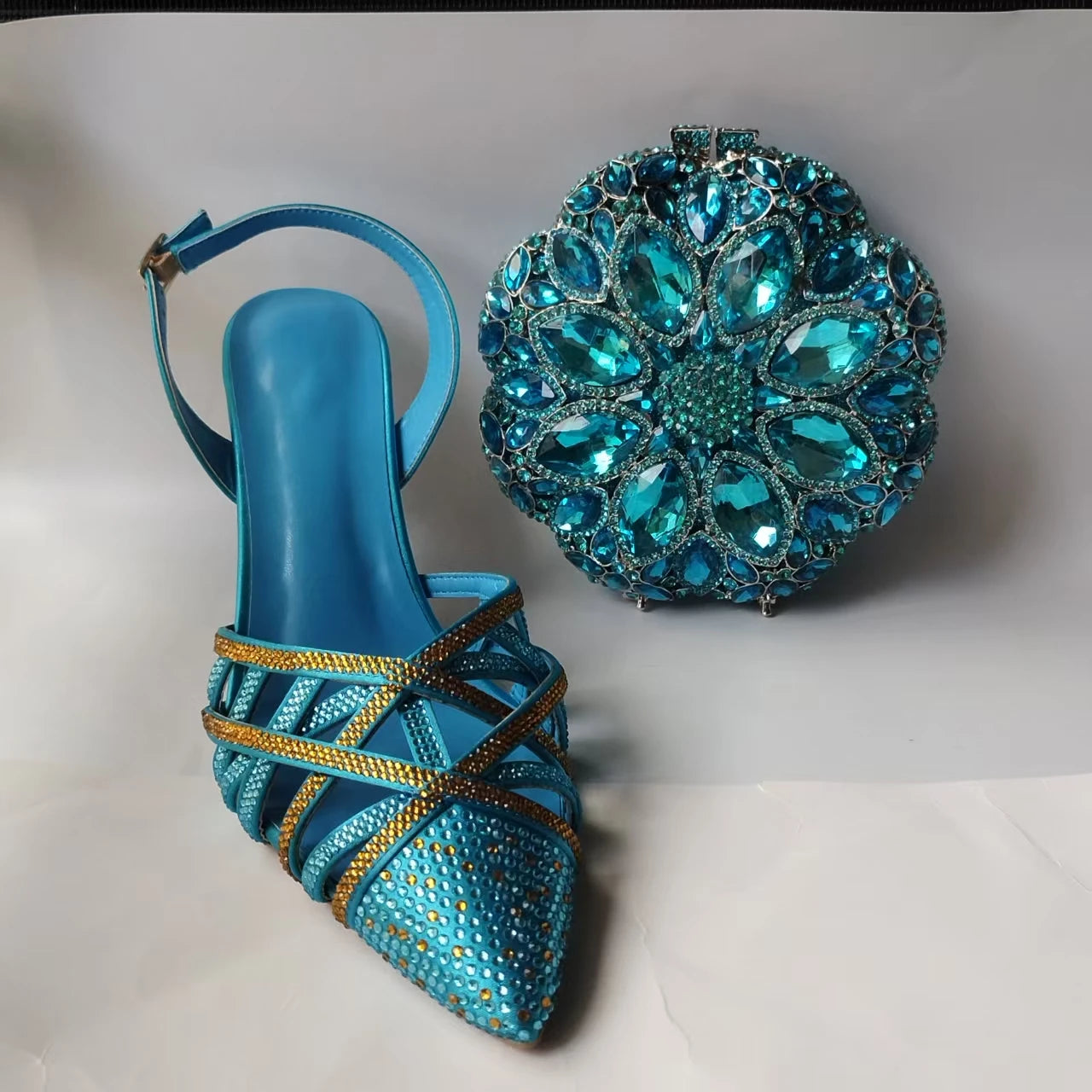 Crystal Sandals and Clutch Bag Set – Rhinestone Party Heels