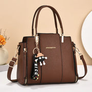 PU Leather Tote Bag with Tassel – Soft Shoulder Bag with Zipper Closure
