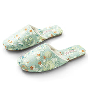 Plush Embroidered House Slippers with Rubber Sole