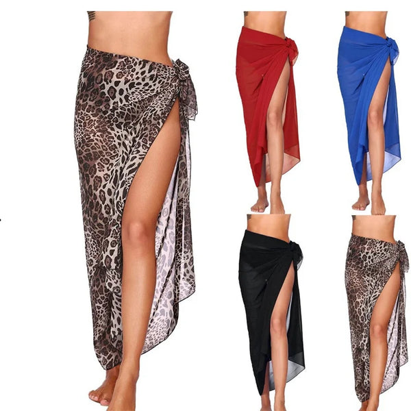 Women's Sheer Chiffon Wrap Swim Cover-Up (Solid) | OWNLUXE