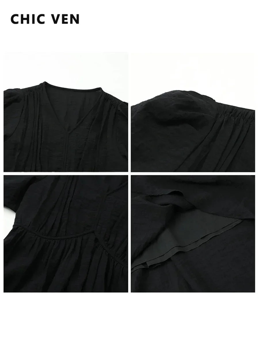 Women's V-Neck Vintage Dress | OWNLUXE