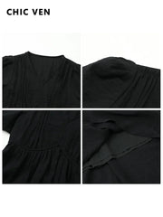 Women's V-Neck Vintage Dress | OWNLUXE