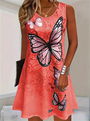 Mini 3D-Print Sleeveless Dress | OWNLUXE