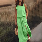 Loose Fit Summer Mini Dress – Sleeveless Above Knee Style