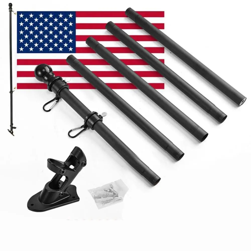 1PC Wall Mounted Mount Telescopic Flag Pole Top House Wall Bracket Base 6Ft Stand Flagpole Collapsible Yard Banner Holder