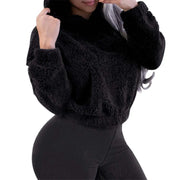 Winter Korean Fashion Bear Ears Cute Loose Hoodie Fluffy Hooded Warm Sweatshirt Long Sleeve Top Solid Pullover Clothes For Women