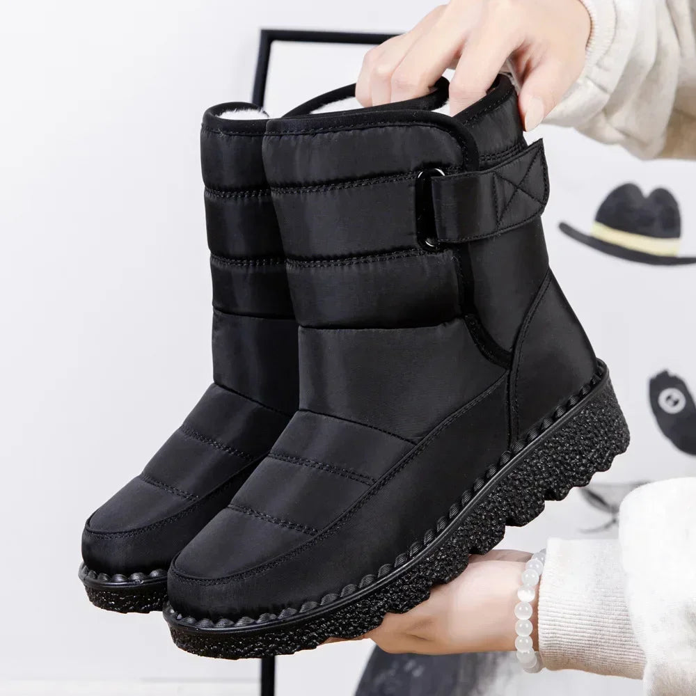 Women's Waterproof Mid-Calf Winter Boots with Plush Lining