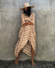Women Plus Size Long Cover up Bikini Coverups Kimono Tie Front Bathing Suit Swimsuit Beachwear