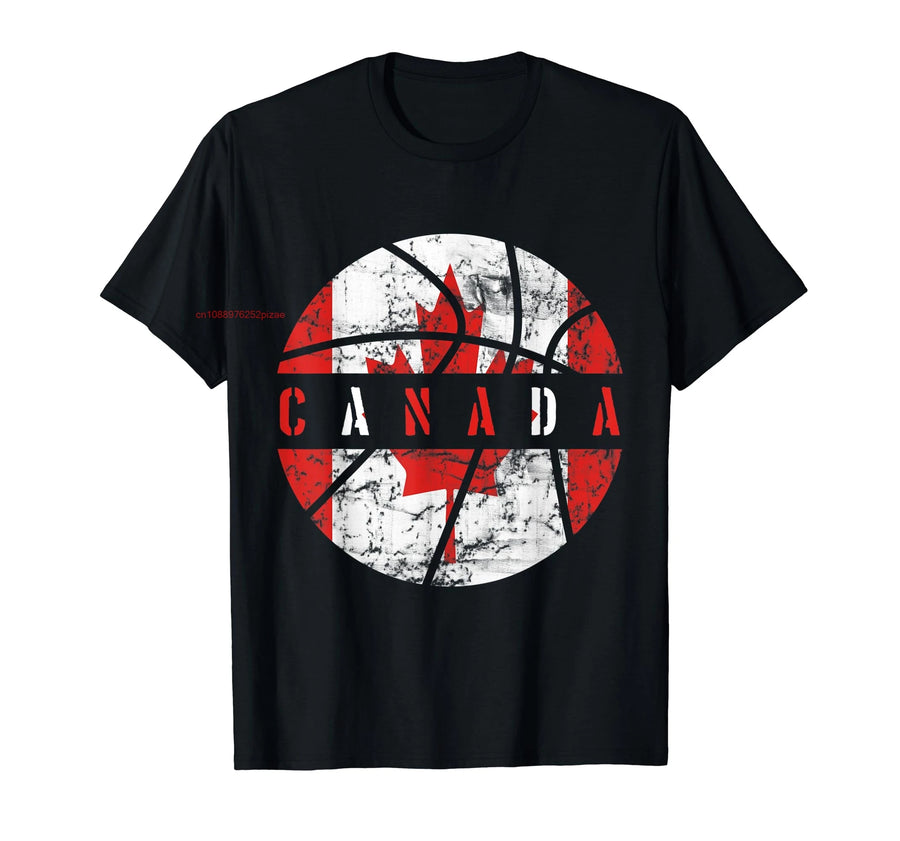 100% Cotton Canada Flag Basketball T-Shirt - Unisex Team Fan Lover Tee S-6XL