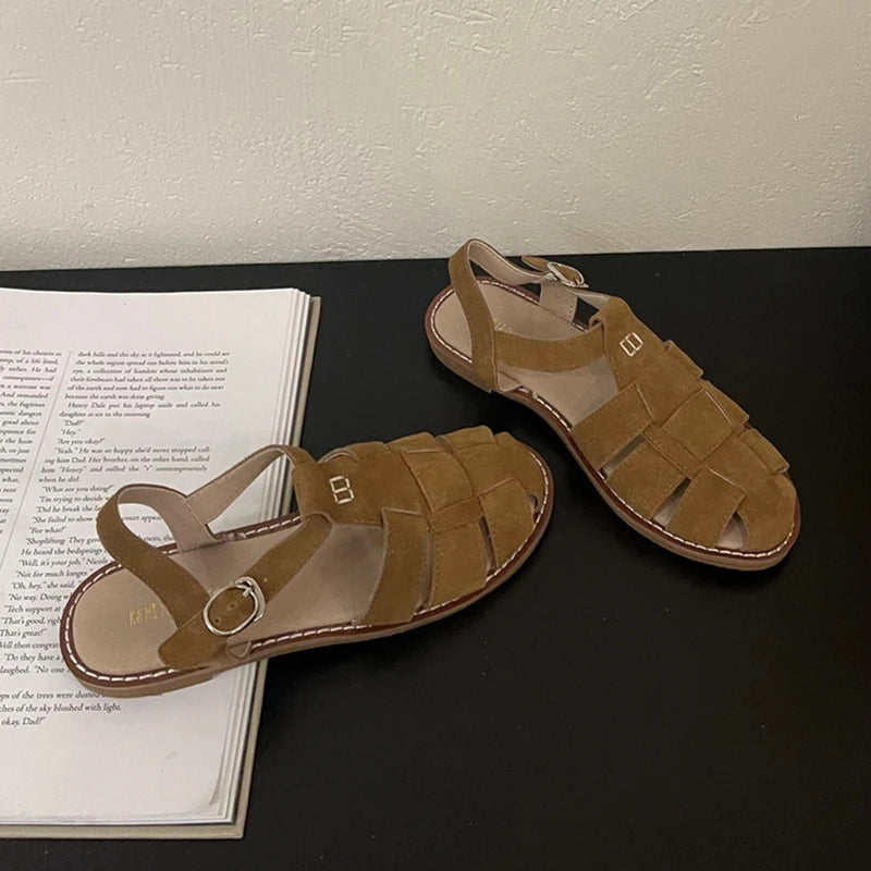 Women's Leather Retro Sandals (Chocolate) – Shop at OWNLUXE