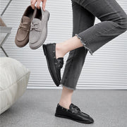 Women's Round Toe Leather Retro Loafers – Shop at OWNLUXE